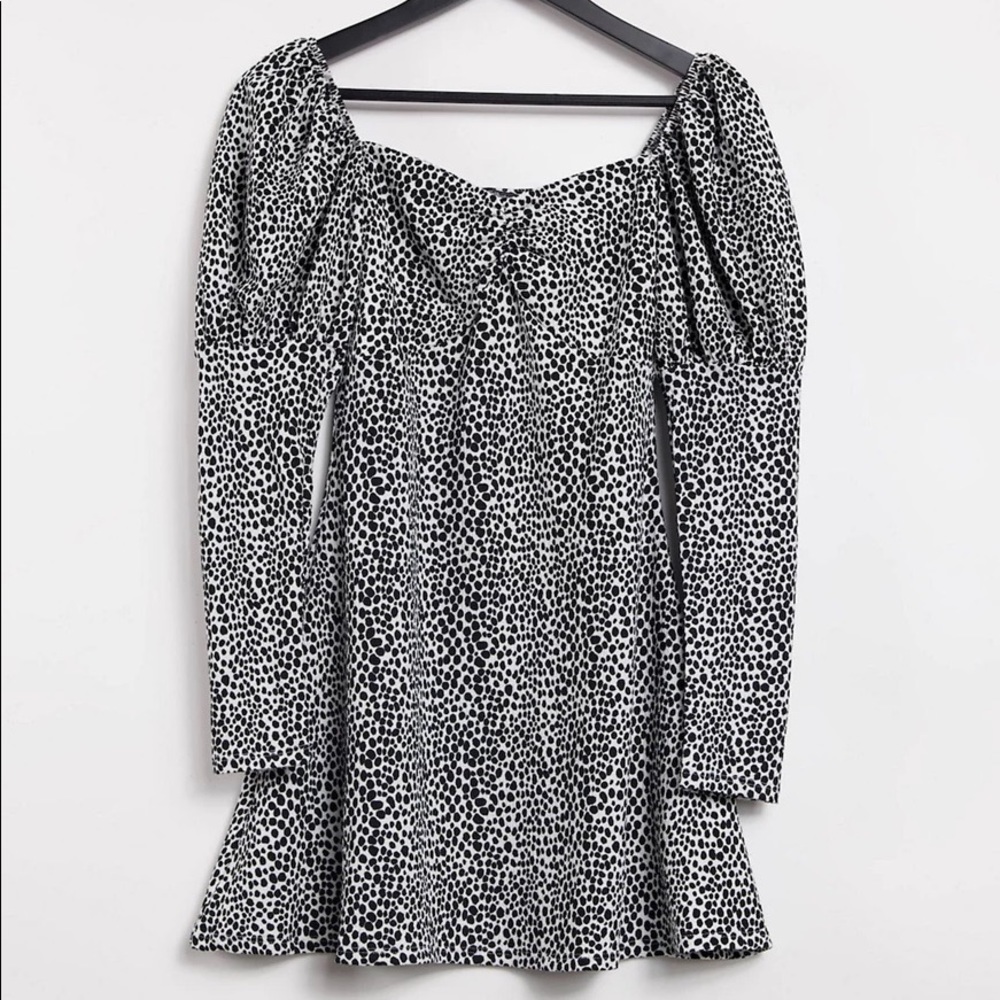 NEW Miss Selfridge dash print puff sleeve mini dress Size 6 NWT